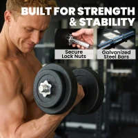 Soozier Adjustable 2 x 55lbs Weight Dumbbell Set for Weight Fitness Training Exercise Fitness Home Gym Equipment, Black (Pair)(m-5)