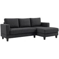 HOMCOM L Shaped Couch, L Shape Sofa with Chaise Lounge and Spring Cushion for Living Room, Bedroom, Grey(m-2)
