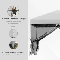 Outsunny 10' x 10' Pop-Up Canopy Tent Outdoor Party Tent, 3-Level Adjustable Height, Silver(m-7)