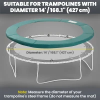 Soozier Trampoline Pad, 14FT Replacement Trampoline Safety Pad Mat Spring Cover, Water-Resistant, UV-Resistant, Tear-Resistant, No Holes for Pole, Green(m-5)