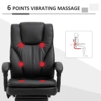 Vinsetto Office Chair High Back 6-Point Vibration Massage Reclining 360° Swivel Height Adjustable with Retractable Footrest(m-7)