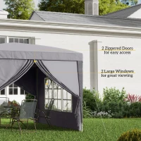 Outsunny 10'x10' Outdoor Pop Up Party Tent Wedding Gazebo Canopy with Carrying Bag (Grey)(m-7)