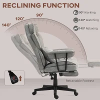 HOMCOM 396lbs. Big and Tall Office Chair, Executive Office Chair with Footrest, Lumbar Support, and Reclining Function, Gray(m-7)