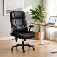 HOMCOM Ergonomic Office Chair with Inflatable Adjustable Lumbar Support, 400 Lbs Heavy Duty High Back Desk Chair, Black(m-10)