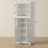HOMCOM 63" Small Buffet with Hutch, 4-Door Kitchen Pantry, Freestanding Storage Cabinet with Adjustable Shelf for Dining Room, Living Room, White(m-3)