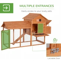 PawHut 83" Wooden Chicken Coop Tractor Hen House Portable Poultry Cage for Outdoor Backyard with Wheels, Nest Box, Removable Tray(m-5)