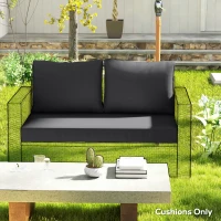 Outsunny 2 Seater Outdoor Seat Cushions with Backrest, Loveseat Double Sofa Outdoor Furniture Cushions, Black(m-8)