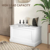 HOMCOM 31.5 Inches Storage Chest, Storage Trunk with Safety Hinge, Wooden Box for Living Room, White Wood Grain(m-6)