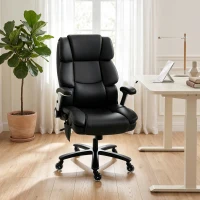 HOMCOM Ergonomic Office Chair with Inflatable Adjustable Lumbar Support, 400 Lbs Heavy Duty High Back Desk Chair, Black(m-2)