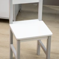 Qaba Toddler Table and Chair Set, Kids Writing Desk Homework Table with Whiteboard, Storage Cabinet, Gray(m-8)