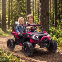 Qaba 24V 2 Seater Ride On Truck Car for Big Kids with Remote Control, Dual Motors, 4-Wheel Suspension for Ages 3-8, Pink(m-10)