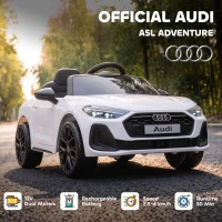 Qaba Audi A5L Licensed Electric Ride on Car for Kids 3-6 with Remote Control Dual Motors 4-Wheel Suspension Music, White(m-4)