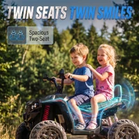 Qaba 24V 2 Seater Ride On Toys, Kids ATV 4 Wheeler with Dual Motors, High & Low Speed for Boys Girls Aged 3-8 Years, Black(m-5)
