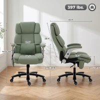 HOMCOM Ergonomic Office Chair with Inflatable Adjustable Lumbar Support, 400 Lbs Heavy Duty High Back Desk Chair, Light Green(m-3)