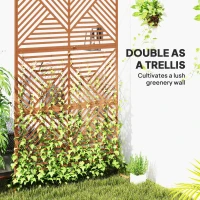 Outsunny Decorative Privacy Fence Screen, Metal Outdoor Privacy Screen Climbing Plant Trellis with Stand, Rhombus Brown(m-4)