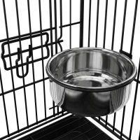 PawHut Bird Cage Portable w/ Slide-Out Tray Travel Cage for Parakeets w/ Perch & Food Bowls Black(m-9)