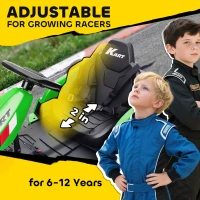 Qaba 24V Electric Go Kart with Dual 150W Motors, Adjustable Seat & 11.2MPH High Speed, Slow Start, 5-Point Harness, Green(m-7)