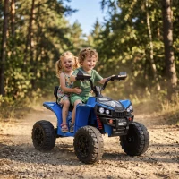 Qaba 24V 2 Seater Ride On Toys, Kids ATV 4 Wheeler with Dual Motors, High & Low Speed for Boys Girls Aged 3-8 Years, Blue(m-10)
