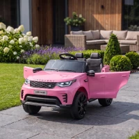 Qaba 12V Electric Car for Kids, Licensed Land Rover Ride on Car with Parent Remote, Soft Start, 4 Wheel Suspension, Pink(m-9)