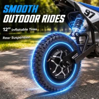 Qaba 36V Electric Dirt Bike for Kids with Brushless Motor, Up to 9.9 MPH, Inflatable Tires and Rear Suspension, Black(m-5)
