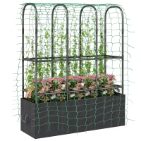 Outsunny Raised Garden Bed with Trellis, Tomato Cage with 52.8 Gal Grow Bag, Garden Cucumber Trellis Plant Cage(m-10)