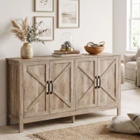 HOMCOM Sideboard Buffet, Storage Cabinet with Barn Door and Adjustable Shelf, TV Stand for TVs up to 65 Inches, Light Grey(m-8)