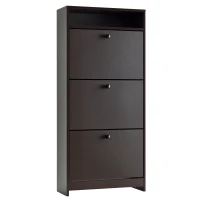 HOMCOM Slim Shoe Storage, Trendy Shoe Rack with 3 Large Fold-Out Drawers & a Spacious Top Surface, Espresso(m-2)