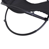 Outsunny Outdoor Rocking Lounge Chair, Foldable Zero Gravity Rocking Chair, Orbital Outdoor Patio Chaise Lounge Rocker with Mesh Seat and Pillow, Black(m-9)