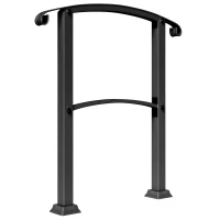 Outsunny 1-3 Step Metal Handrails for Outdoor Steps, Porch Deck Stair Railing with Installation Kit for Concrete Steps, Black(m-1)