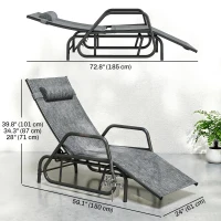 Outsunny Outdoor Glider Lounge Chair, 3-Position Adjustable Tanning Chair Recliner with Headrest for Garden, Yard, Pool, Grey(m-3)