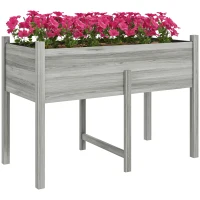 Outsunny Wooden Raised Planter Box with Drain Holes for Vegetables, Flowers, Outdoor Garden Bed, 45.3x21.7x31.5inch, Grey(m-9)