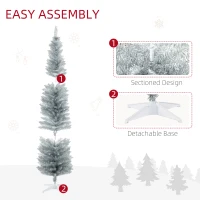 HOMCOM 7ft Unlit Pencil Artificial Christmas Tree with Realistic Branches and 499 Tips, Plastic Base, Silver(m-7)
