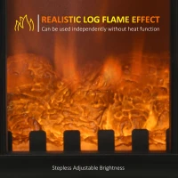 HOMCOM Electric Fireplace Heater Freestanding Fireplace Stove with 3-Side Realistic Flame Overheat Protection 750W/1500W, Black(m-4)