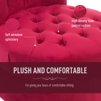 HOMCOM Retro High Back Armless Royal Accent Chair Fabric Upholstered Tufted Seat for Living Room, Dining Room and Bedroom, Crimson Red(m-5)