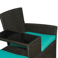 Outsunny Outdoor Patio Loveseat Conversation Furniture Set, Cushions & Built-in Coffee Table, Small 2-in-1 2 Person Seating for Front Porch, Balcony, Blue(m-8)