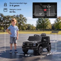 Qaba Licensed Mercedes-Benz G580 12V Kids Ride On Car with Remote, Soft Start, Headlights, Seat Belt, Music, USB, Horn, Black(m-3)