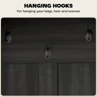 HOMCOM 3-in-1 Hall Tree with Shoe Storage, Coat Rack with Bench, Entryway Furniture with Five Hooks, Black Wood Grain(m-5)