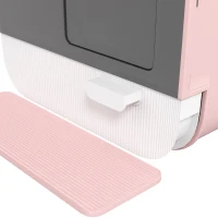 PawHut Cat Litter Box with Lid, Removable Tray, Scoop, Filter, Pink(m-10)