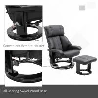 HOMCOM Massage Recliner Chair with Ottoman, 360° Swivel Recliner and Footstool, PU Leather Reclining Chair with Side Pocket and Remote Control, Black(m-7)
