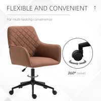 Vinsetto Mid Back Modern Home Office Chair Swivel Computer Desk Chair with Adjustable Height, Microfiber Cloth, Diamond Line Design, and Padded Armrests, Brown(m-5)