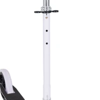 Aosom Kids Foldable Kick Scooter with Adjustable Height, Soft Textured Handles, Wide Deck, Brakes for Ages 7-14, 29.5" H - 39" H, White(m-9)