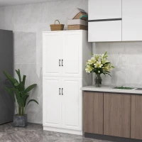 HOMCOM 71" Freestanding Kitchen Pantry Cabinet, Storage Cabinet with 4 Hinged Doors and Adjustable Shelves, White(m-1)