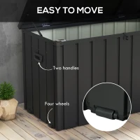 Outsunny 119 Gallon Deck Box, Lockable Galvanised Steel Outside Storage Container for Tools, Cushions, Dark Grey(m-4)