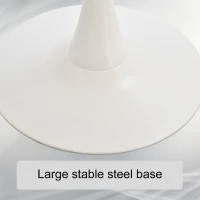 HOMCOM  Modern 27.5" Round Cocktail Table with a Stable Metal Base for Living Room, Porch, and Parties, White(m-5)