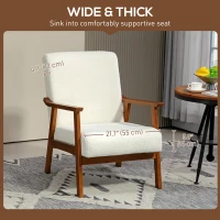 HOMCOM Living Room Chair Boucle Accent Chair for Bedroom with Wide Seat and Thick Padding, White(m-4)