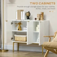 HOMCOM Modern Storage Cabinet Sideboard Buffet Cabinet with Gold Legs for Living Room Dining Room Hallway White(m-5)
