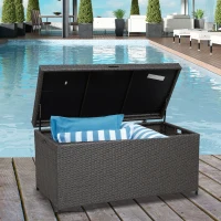 Outsunny Outdoor Storage Box with 118 Gallon Storage, Plastic Top Lid, Handles for Cushions, Pool Essentials, Garden Tools, Grey(m-8)