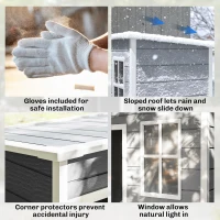 Outsunny 5 x 3FT Garden Shed with Floor, Outdoor Storage Shed with Lockable Door, Window and Vent for Backyard, Patio, Grey(m-7)
