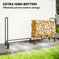 Outsunny Firewood Rack with Waterproof Cover, 200 kg Log Storage Holder with Steel Chains, 78.7" x 14" x 39", Dark Green(m-5)