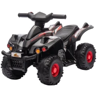 Qaba 6V Kids ATV, 4 Wheeler Quad Car w/ Music for 2-6 Years, Black(m-1)